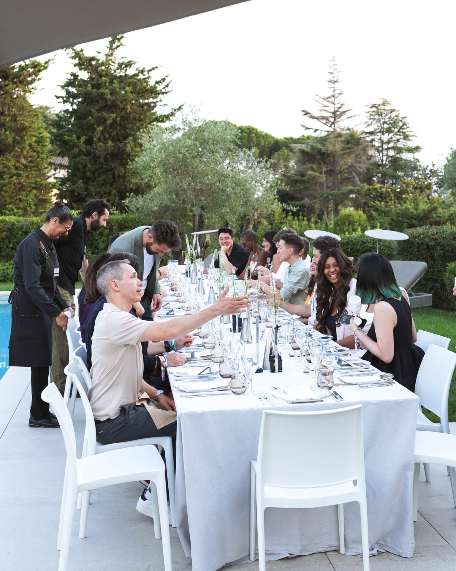 Elegant dinner setup photographed during an exclusive Cannes Lions marketing event.